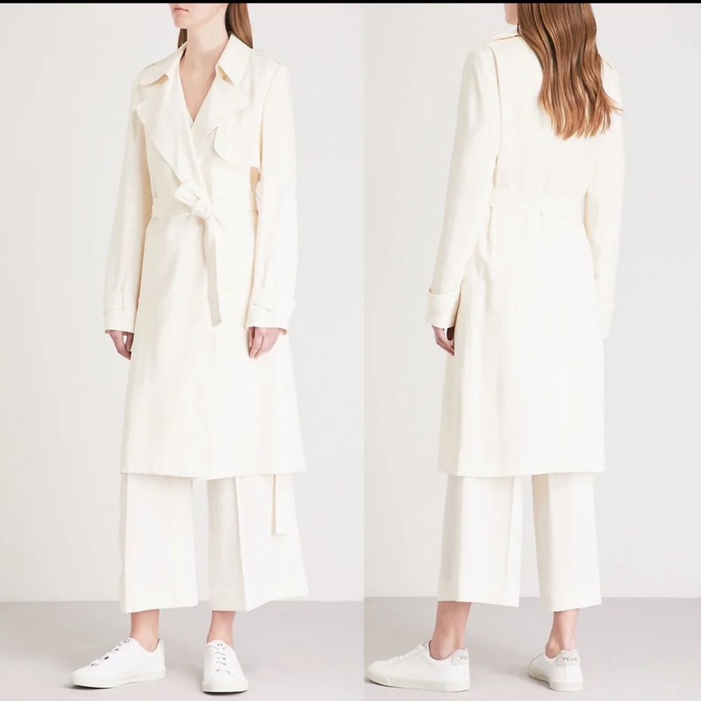 Theory Rosina Ivory Crepe Trench Coat